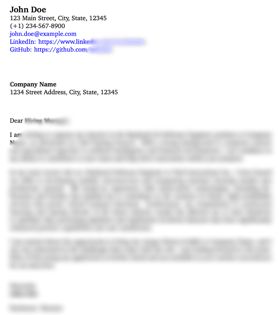 Preview of Cover Letter Template 1